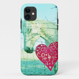White Horse Red Heart Valentine iPhone 11 Case