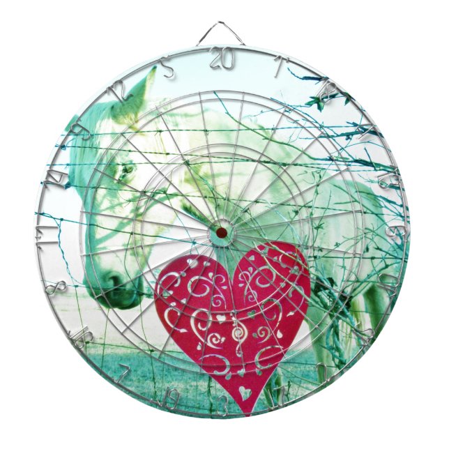 White Horse Red Heart Valentine Dartboard (Front)
