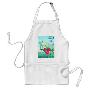 White Horse Red Heart Valentine Standard Apron