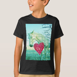 White Horse Red Heart Valentine T-Shirt
