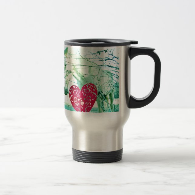 White Horse Red Heart Valentine Travel Mug (Right)