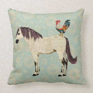 White Horse & Rooster Pillow