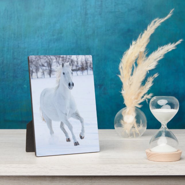 White Horse Running in the Snow Plaque (Side)