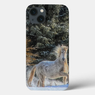White Horse Running in Winter Snow Photo iPhone 13 Case