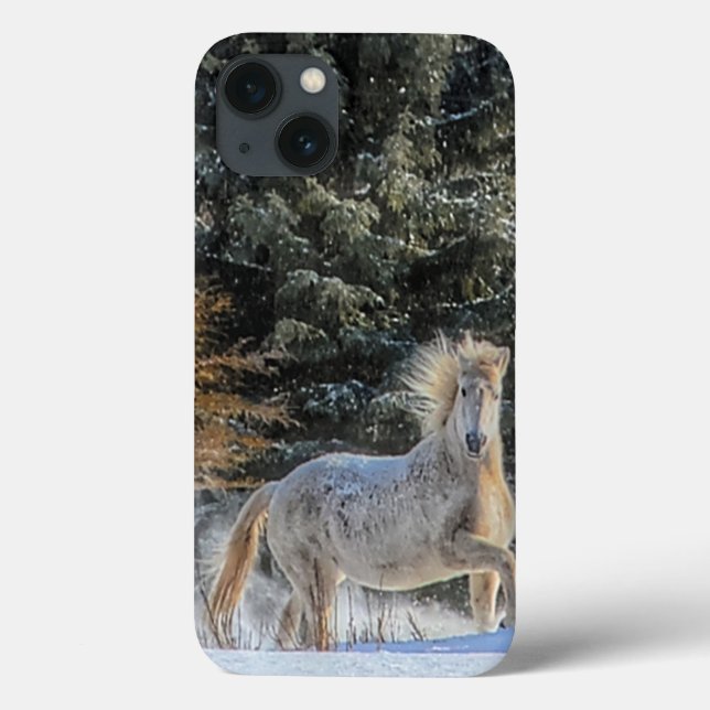 White Horse Running in Winter Snow Photo Case-Mate iPhone Case (Back)
