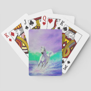 White Horse Running on the Beach Playing Cards