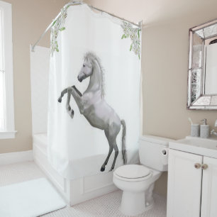White Horse Shower Curtain