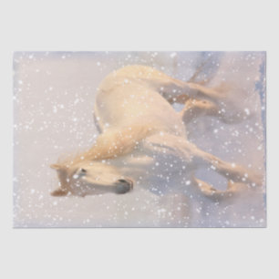 White Horse Snow Decoupage Tissue Paper