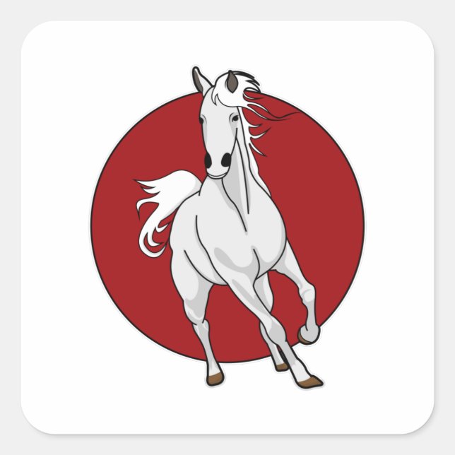 White Horse Square Sticker (Front)