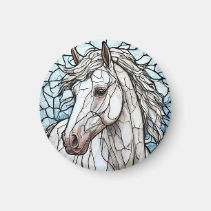 White Horse stained glass Magnet
