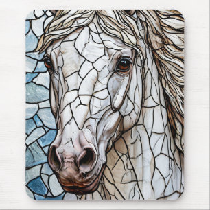 White Horse stained glass Mouse Mat
