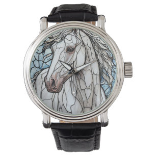 White Horse stained glass Watch