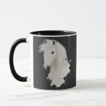 WHITE HORSE TAZA WITH BLACK BACKGROUND