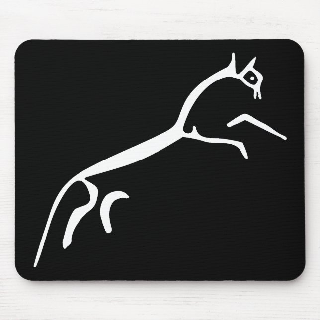 White Horse (Uffington Castle) - Black Mouse Mat (Front)