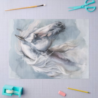 White Horse Watercolor Decoupage Tissue Paper