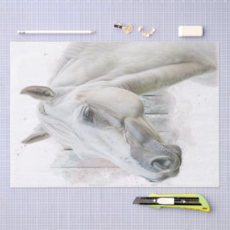 White Horse Watercolor Decoupage Tissue Paper