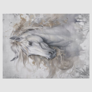 White Horse Watercolor Decoupage Tissue Paper
