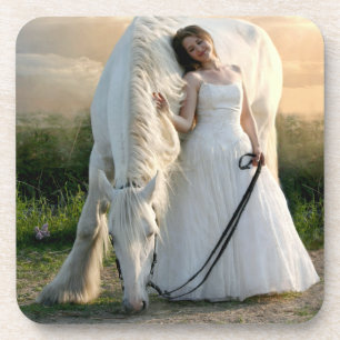 White Horse with Bride Coaster