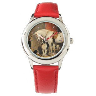 White Horse With Dogs Watch
