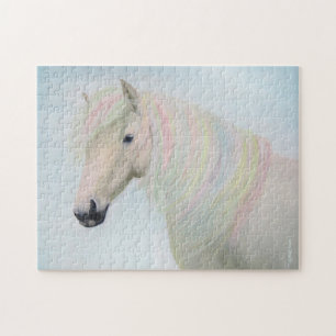 White Horse with Pastel Hair Jigsaw Puzzle