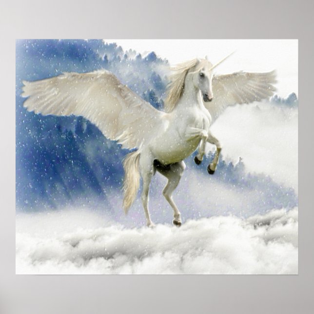 White Horse with Wings Poster (Front)