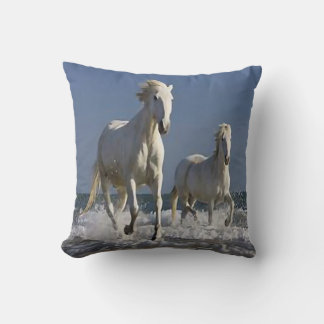 White Horses Animal Nature Fashion Throw Pillow