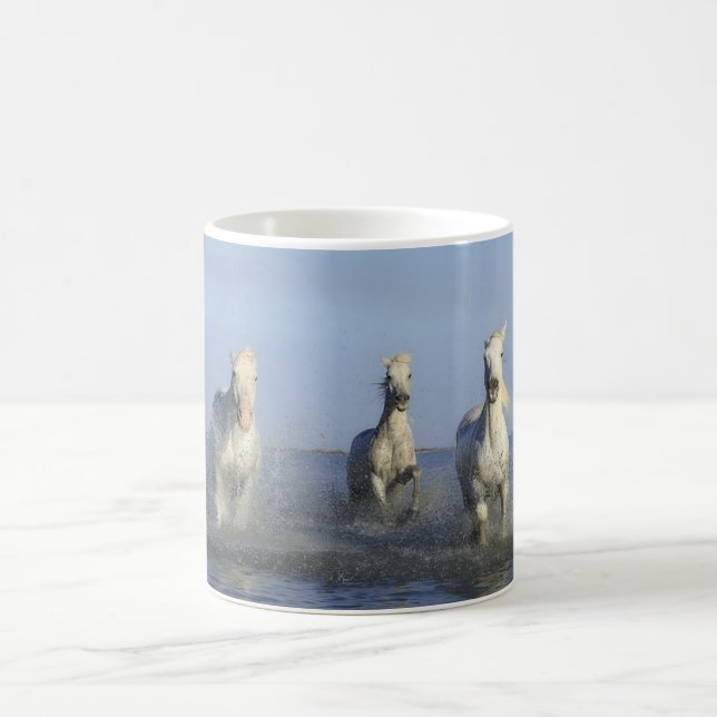 White Horses at Beach With Ocean Coffee Mug (Center)