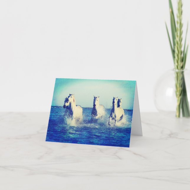 White Horses in the Ocean Thank You Card (Front)