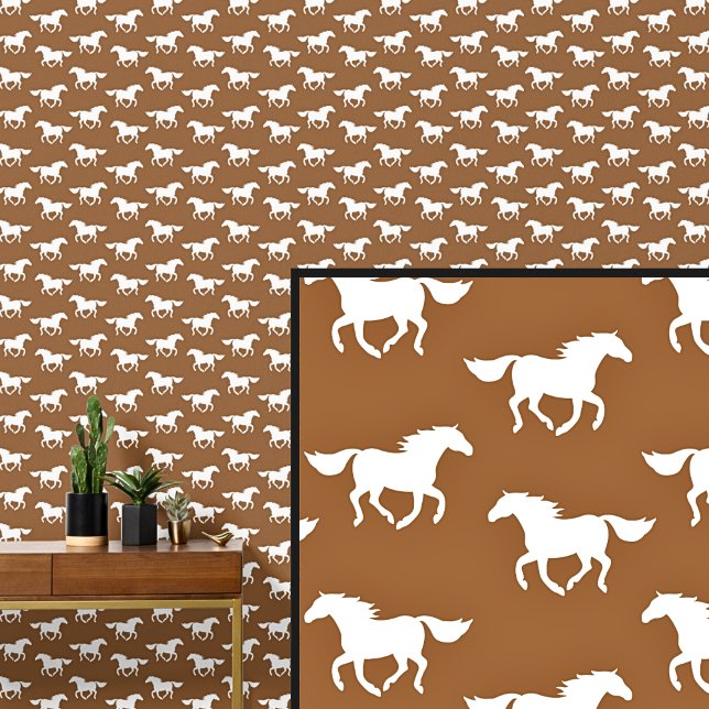 White Horses on Brown Wallpaper (Creator Uploaded)