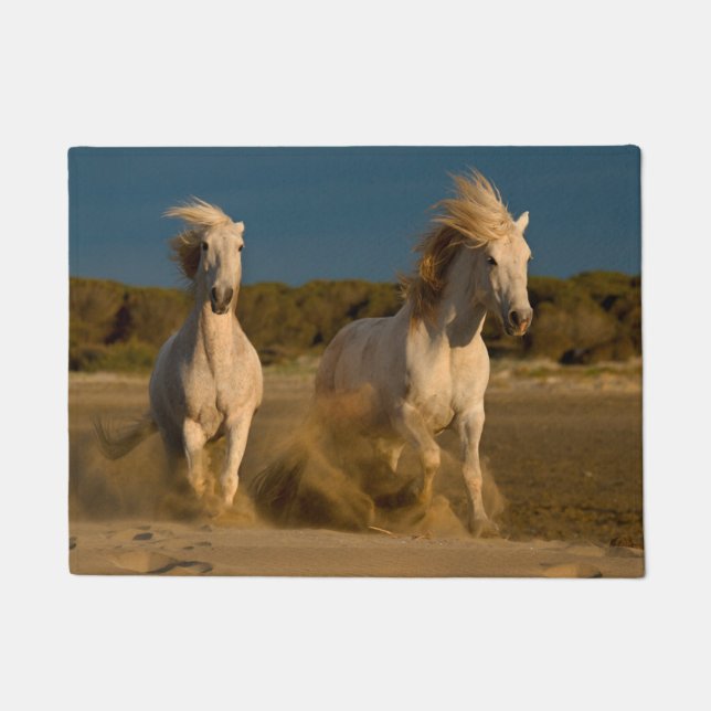 White Horses Running On Beach | Camargue, France Doormat (Front)
