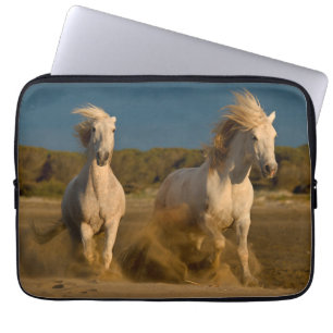 White Horses Running On Beach   Camargue, France Laptop Sleeve