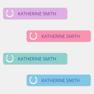 White Horseshoes With Stars Purple Pink Blue