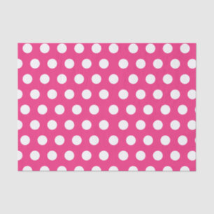 White & Hot Pink Large Medium Polka Dot Party Tissue Paper