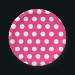 White & Hot Pink Medium Sized Polka Dot Chic Paper Plate<br><div class="desc">Make your party or gathering cute with these chic white and hot pink polka dot paper plates.</div>