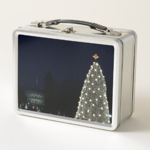 White House and National Tree Christmas Holiday DC Metal Lunch Box