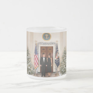 White House Christmas Donald Trump & Melania Frosted Glass Coffee Mug