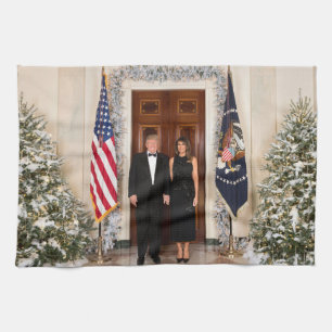 White House Christmas Donald Trump & Melania Tea Towel