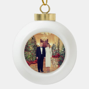White House Christmas President Donald Trump Ceramic Ball Christmas Ornament