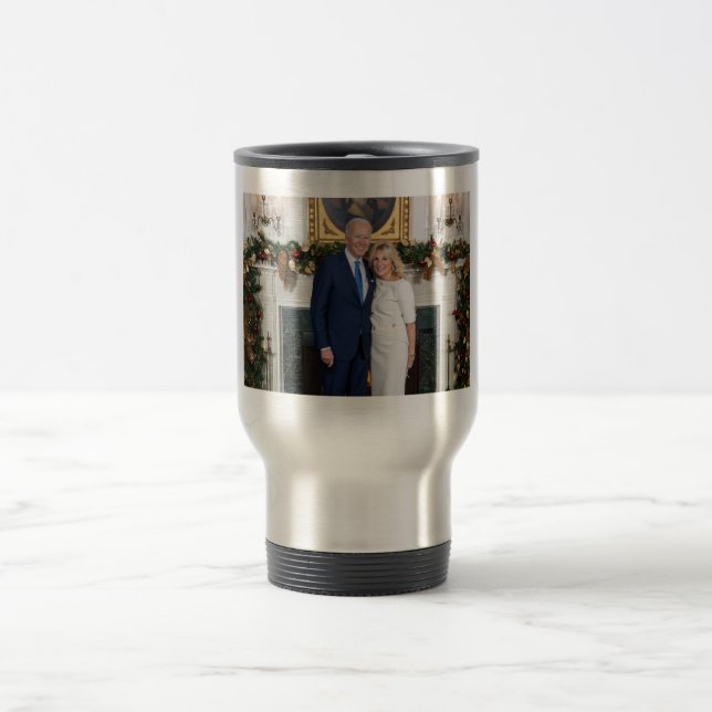 White House Christmas President Joe Biden Photo Travel Mug (Center)
