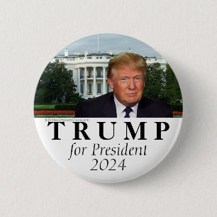 White House Donald Trump for President 2024 Photo 6 Cm Round Badge