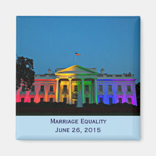 White House in rainbow lights, June 26, 2015 Magnet