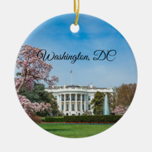 White House in Spring Ceramic Tree Decoration