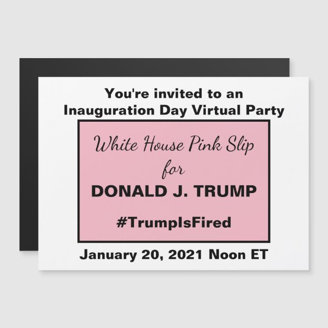 White House Pink Slip Anti-Trump 2020 Election Magnetic Invitation (Front/Back)