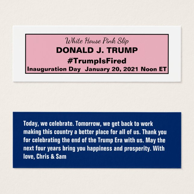 White House Pink Slip for Trump 2020 Election (Front & Back)