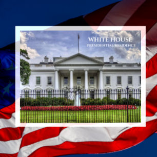 White House, Presidential Residence, Portico, Postcard