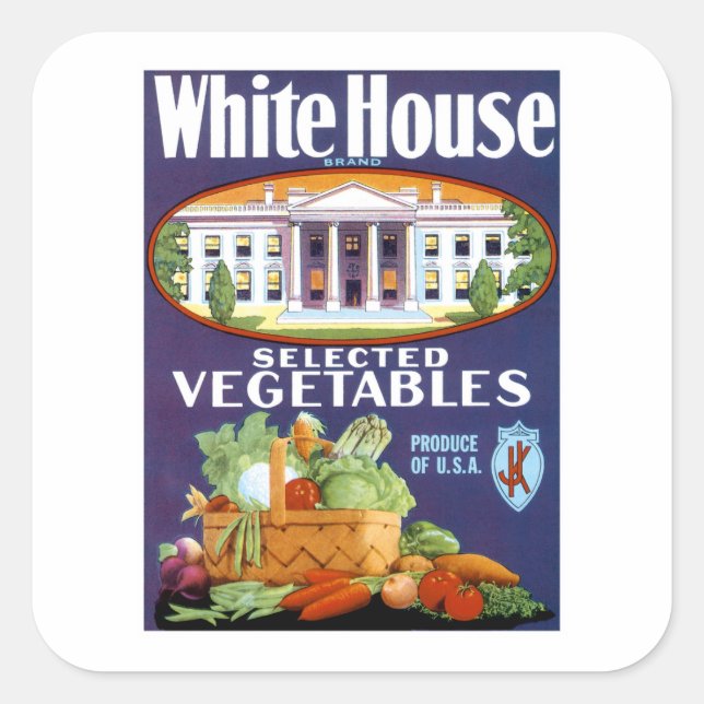 White House Selected Vegetables Square Sticker (Front)