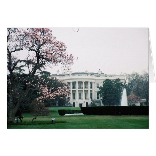 White House with Cherry Blossoms Card