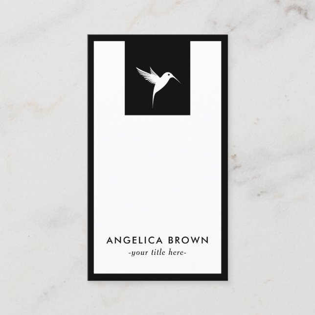 White Humming Bird Logo Business Card (Front)