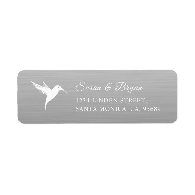 White Humming Bird Silver Wedding Address Label (Front)