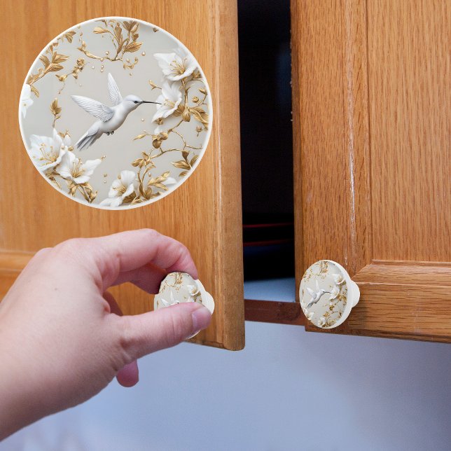White Hummingbird Ceramic Knob (Creator Uploaded)